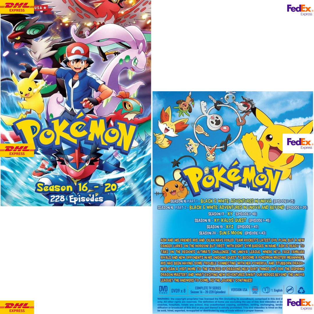 POKEMON SERIES (Season 1 - 20) DVD All Region USA English Version