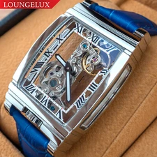 Mens Bridge Manual Mechanical Watch - Silver Case Blue Leather DIASTERIA 1688W