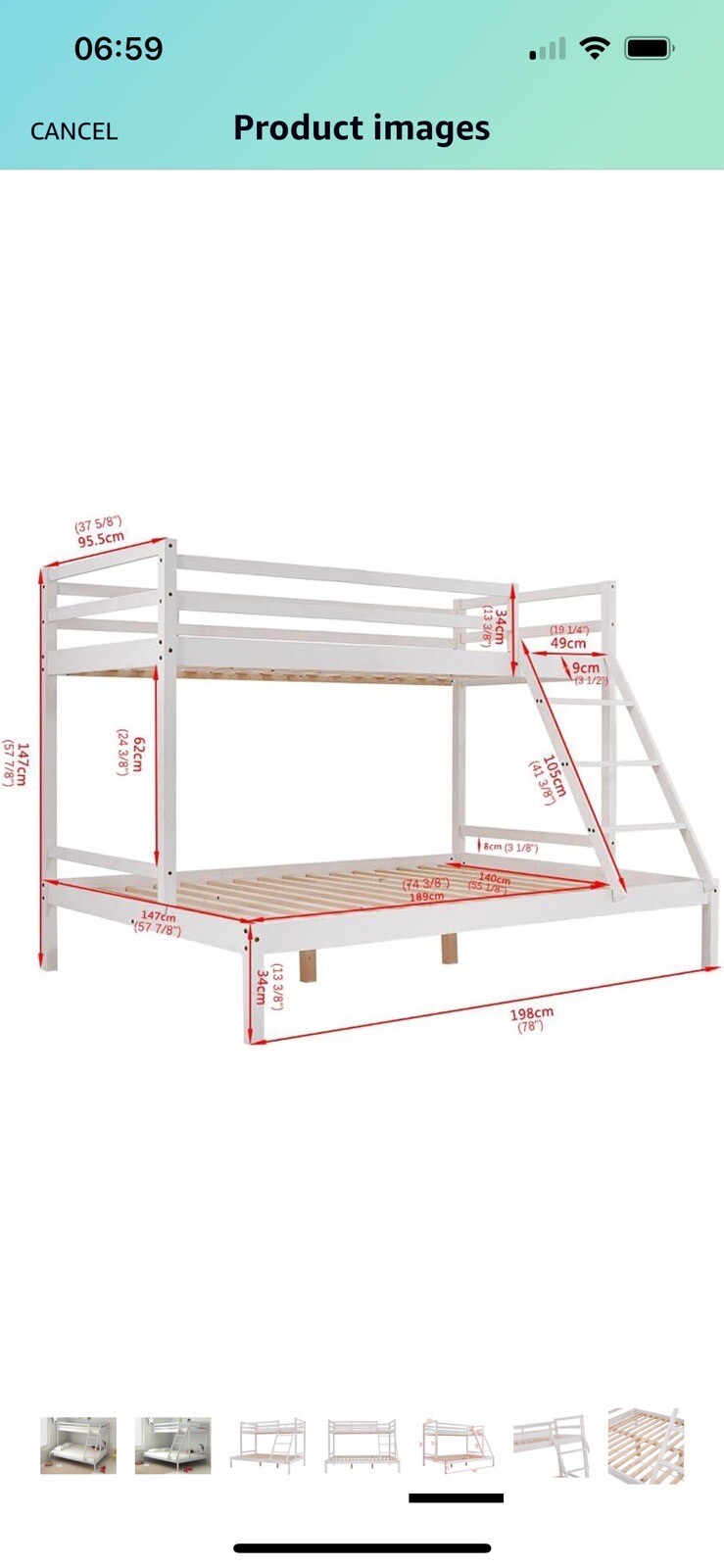 Triple Bunk Bed With Foam Double Mattress eBay