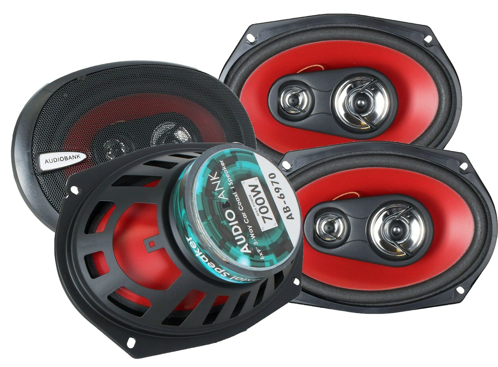 4X Audiobank AB6970 6x9" 1400 Watt 2 Pair Max 3-Way Car Audi