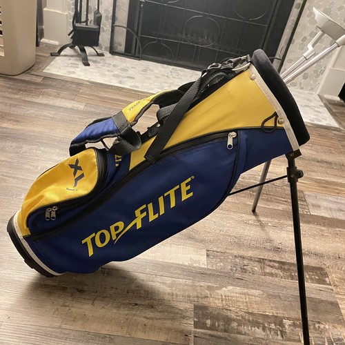 Top Flite XLj Junior Golf Bag with Bag Stand Blue/Yellow 26" Tall 2 Jr. Putters