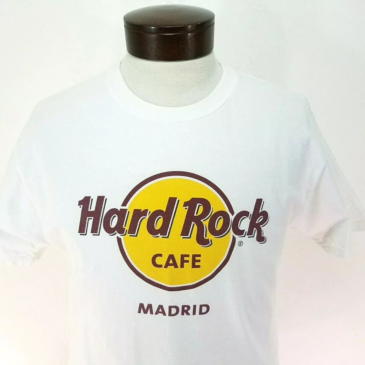 HARD ROCK CAFE MADRID T-shirt White Black Classic Logo + Skyline HARD ROCK CAFE MADRID T-shirt White Black Classic Logo + Skyline