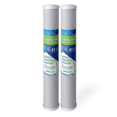 20'' x 2.5'' Block Carbon Water Filter 5 Micron Whole House Cartridges Set of 2