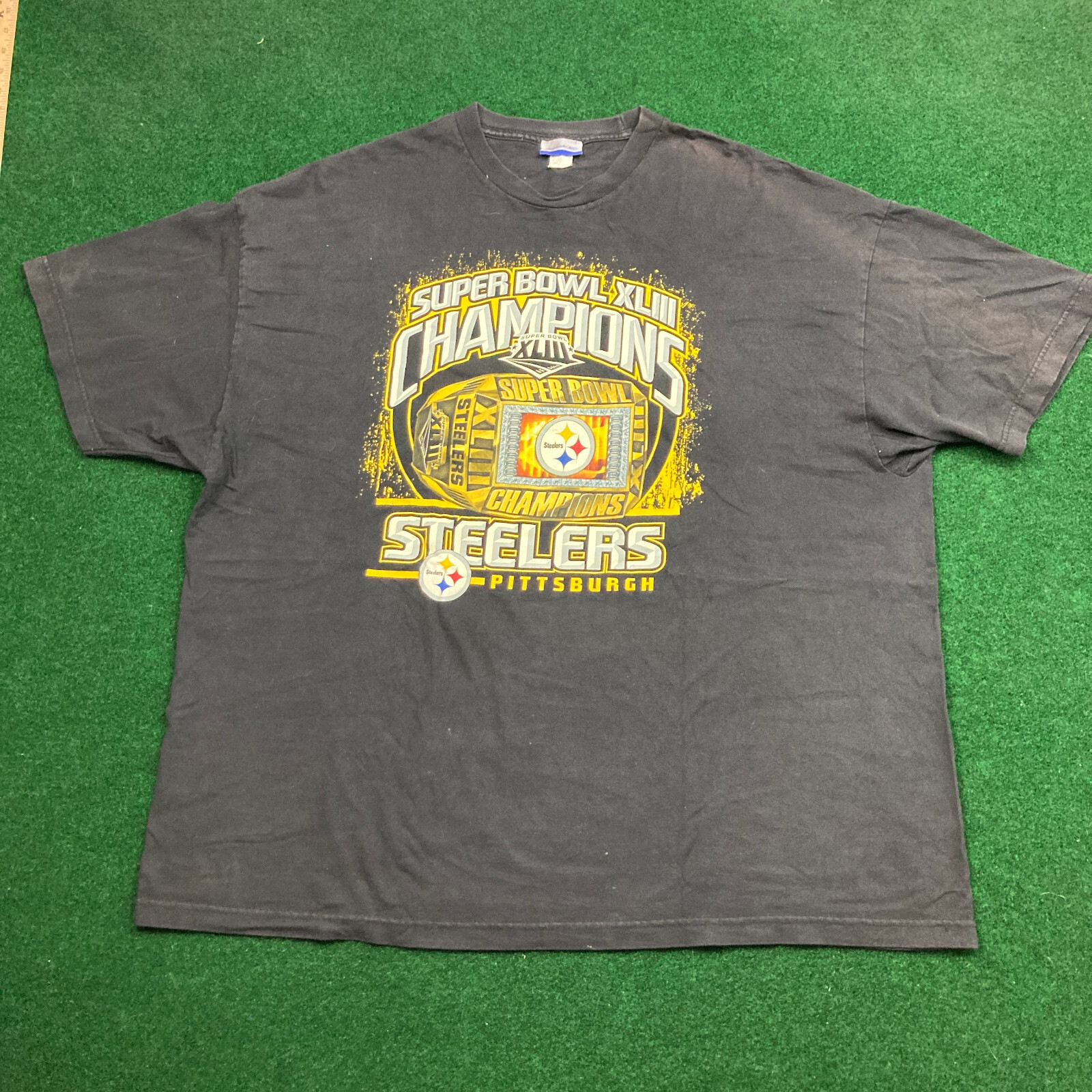 Vintage Reebok Pittsburgh Steelers Shirt Mens XXL Black 2009 Super Bowl XLIII thumbnail 2