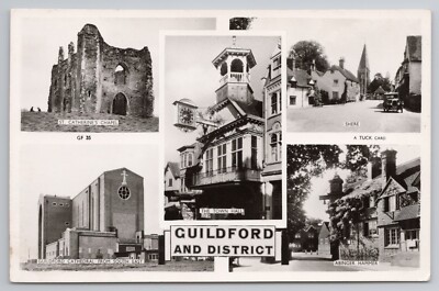 Guildford und District Arbinger Hammer Shere Kathedrale Mehransicht RPPC Postkarte