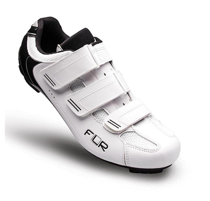 Chaussures vélo route FLR F-35 blanches taille 39 avec 3 bandes auto-agrippantes