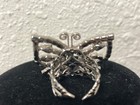 Signed Tiara Misu butterfly Ring Silver Toneotnate filigree 6 7 8 9 rhinestone — photo 7