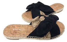 Nine West Women's Bellah Bow Slip On Comfort Dress Sandals Black Size:6 176S