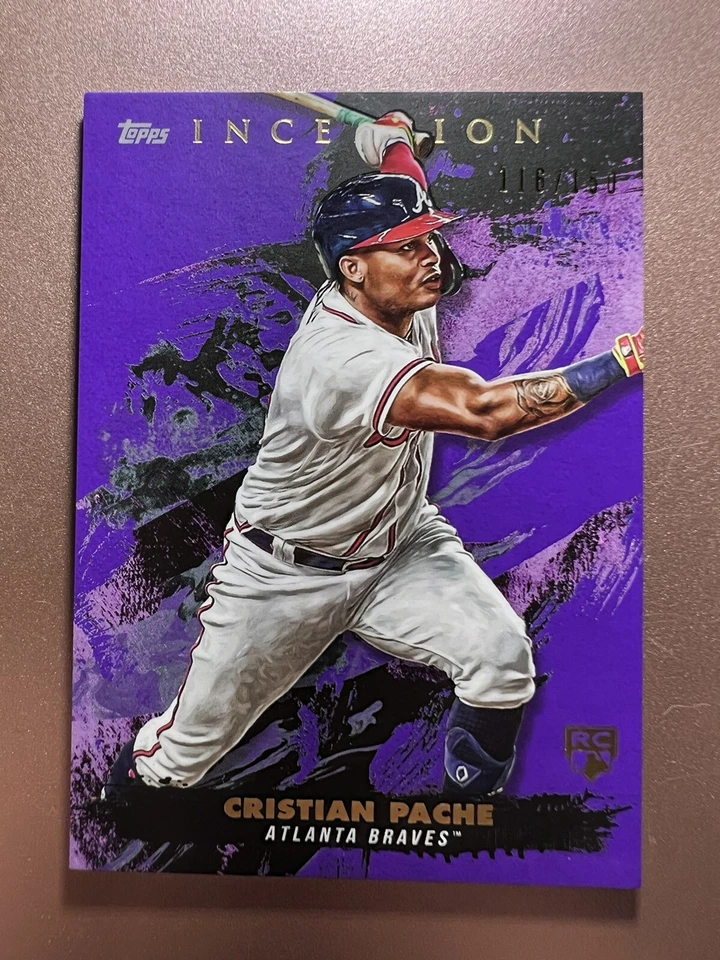 2021 TOPPS INCEPTION CHRISTIAN PACHE PURPLE 129/150 ROOKIE CARD #63 BRAVES - Image 3 of 4