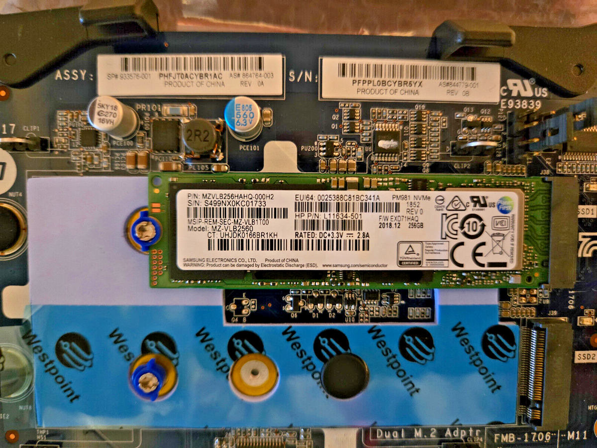 HP Z8 G4 933576-001/864764-003 HP PCIe 3.0 NVMe Dual M.2 w/256GB