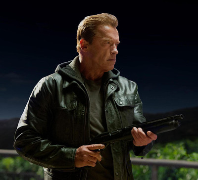 Terminator Genisys Arnold Schwarzenegger Echt Schwarz Lederjacke