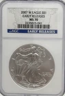 2007-W $1 Silver Eagle 1 oz./.999 Fine Silver NGC MS 70 Early Releases #1043
