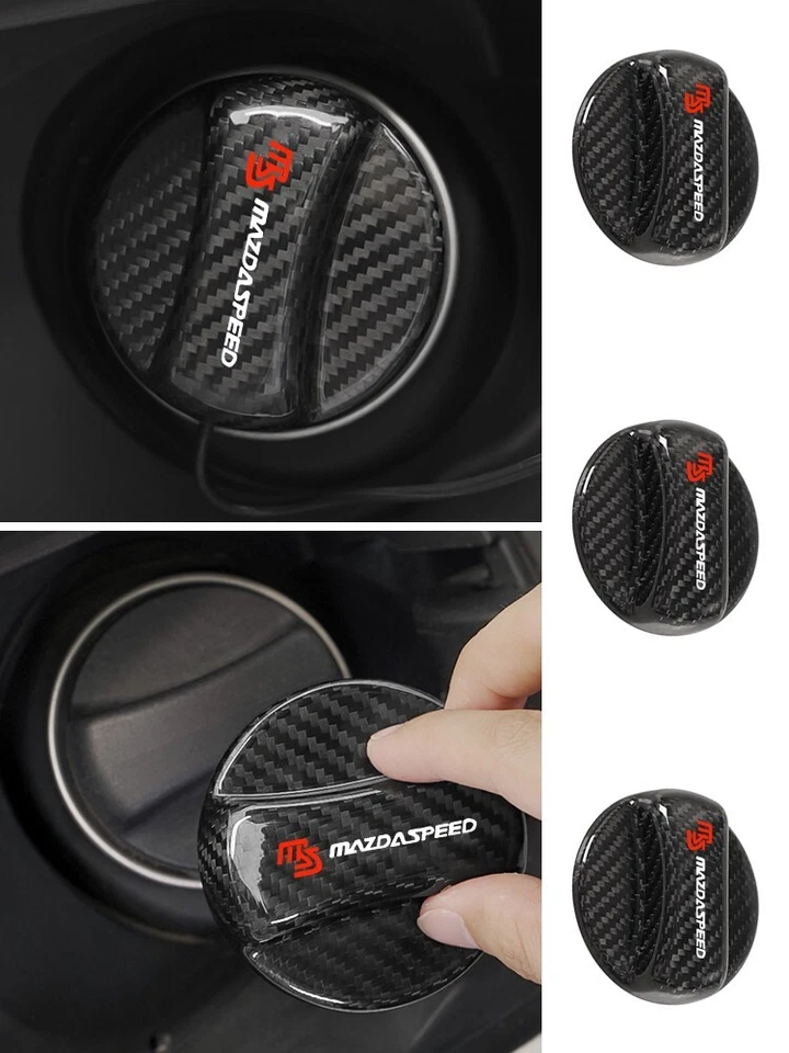 Universal Carbon Fiber Car Fuel Tank Oil Gas Cap decor For Mazda 1Pc NEW - Image 4 of 4