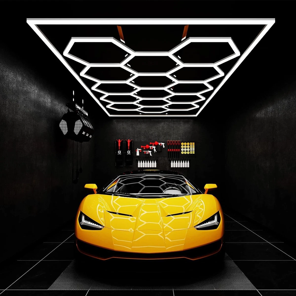 Hexagon LED Garage Lights 6500K Honeycomb Light with Border for Garage  Basement