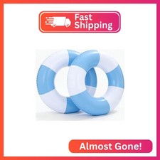 2PCS 37" Inflatable Pool Floats for Adult Striped Swim Ring Pool Floaties Inflat