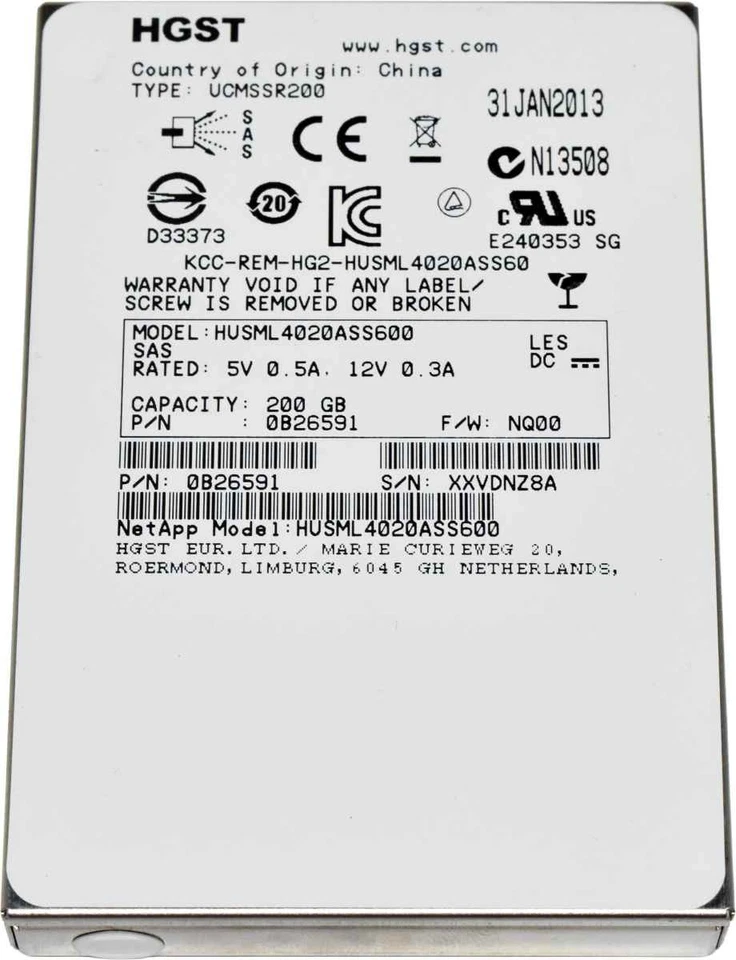 HGST 200GB 2.5" 6G SAS SSD HUSML4020ASS600 0B26591 512 Bytes Server Storage - Bild 3 von 4