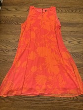 Chaps Dress Hawaiin Print Orange Salmon Size 14