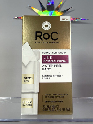 RoC Retinol Correxion Line Smoothing 2-Step Peel Pads for Face, 20 Treatments