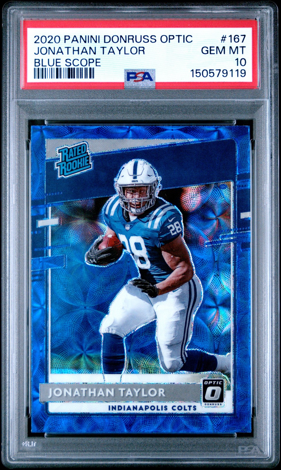 2020 PANINI DONRUSS OPTIC BLUE SCOPE #167 JONATHAN TAYLOR ROOKIE RC PSA 10