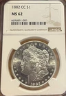 1882-CC NGC MS62 Morgan Silver Dollar