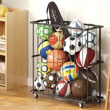 Large Garage Storage, Rolling Floor Sports Equipment Organizer: Freestanding ...