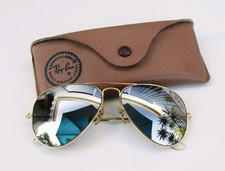 Vintage B L Ray Ban USA 80s Aviator 58-14 Mirror Lenses Gold Frame Sunglasses