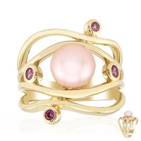 Cavill Damen Ring Silber Vergoldet SüßWasserperle 8Mm Rhodolith 0,24Ct