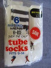Dunlop Tube Socks Hi Rise Over The Calf Sports USA Fits 9-14 NEW Vintage 6 Pair
