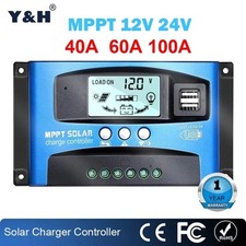 MPPT 40A/100A Solar Panel Battery Charge Controller 12V/24V LCD Regulator UK