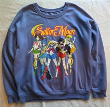 NWOT Sailor Moon Pullover Sweatshirt Size Small Blue Long Sleeve Soft Anime