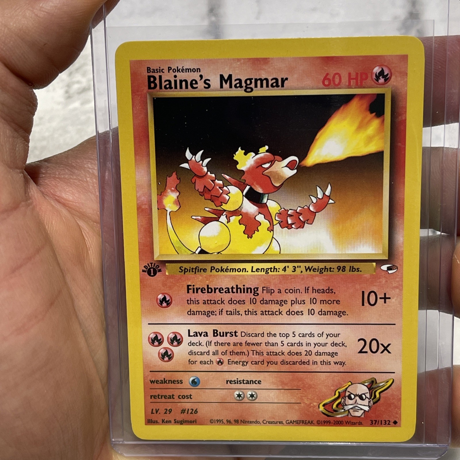 Pokemon Blaine's Magmar 37/132 1st Edition Gym Heroes Pokémon Card NM/MT Vintage