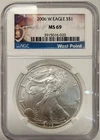2006 W AMERICAN SILVER EAGLE $1 NGC MS 69