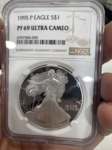 1995-P Proof $1 American Silver Eagle NGC PF69 Ultra Cameo Brown Label
