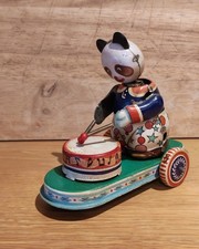 Tin Litho Wind Up Panda Drumming Toy Vintage 1970s Key Missing
