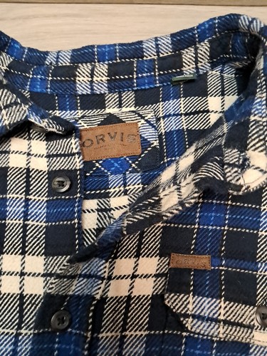 Orvis Shacket Mens 2XL XXL Blue Plaid Cotton Heavyweight Flannel Shirt Workwear - Picture 2 of 22