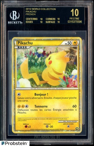 2010 Pokemon World Collection French PW Pikachu BGS 10 BLACK LABEL PRISTINE
