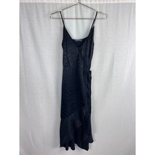 Abercrombie and Fitch Wrap Dress Womens Medium Petite Midi Black Leopard Party