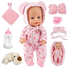 Baby Doll Set with Bassinet, Pillow Accessories, First Baby Doll Playset fo...