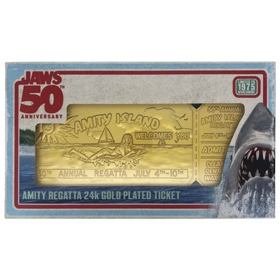 Jaws 50th Anniversary Regatta Metal Ticket – 24k Gold Plated