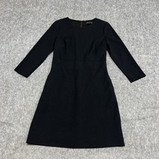 Banana Republic Dress Womens 2 Black Long Sleeve Scallop Sheath Pocket Workwear
