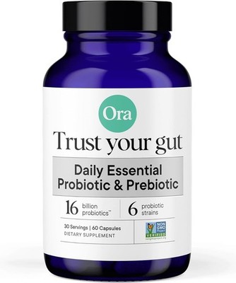 Ora Organic Probiotic with Prebiotic for Digestive Health 16 Billion CFU - 60CT