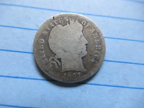 1907 D Silver Barber Dime FREE SHIPPING r