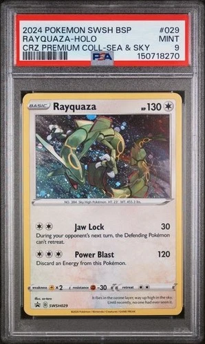 2024 POKEMON BLACK STAR PROMO #029 RAYQUAZA-HOLO PREMIUM COLL-SEA & SKY PSA 9