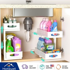 Elegant 2-Pack Under Sink Organizer - Adjustable 2-Tier Metal Storage Solution
