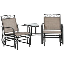 Outsunny Patio Glider Chair Swing with Table