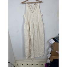 Universal Thread Cream Eyelet Seashell Maxi Dress Women Large Halter V-Neck Boho