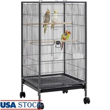 Spacious Rolling Bird Cage W/ Open-Top Design Small Birds Easy Clean Features US