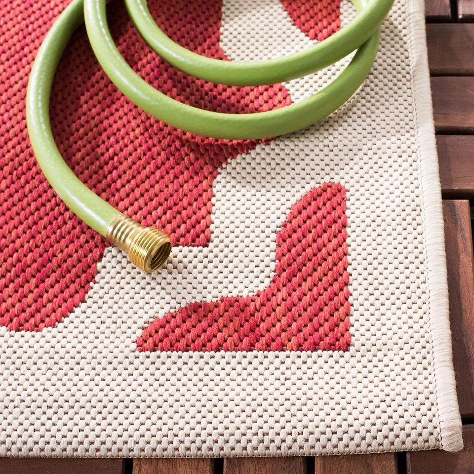 Alfombra Lavable Exterior Patio Colección - Corredor 2'3" x 10', Rojo y Hueso, No... Foto 3 de 4