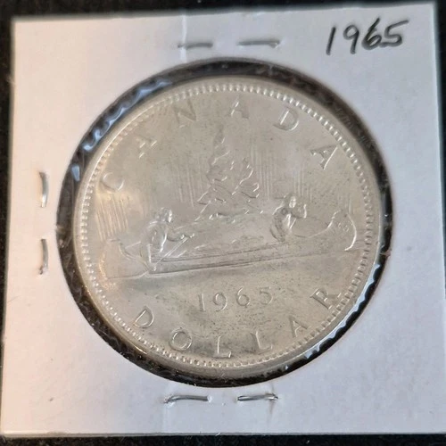 1965 Canada Silver Dollar $1 Coin Uncirculated Uncertified Collectible Currency