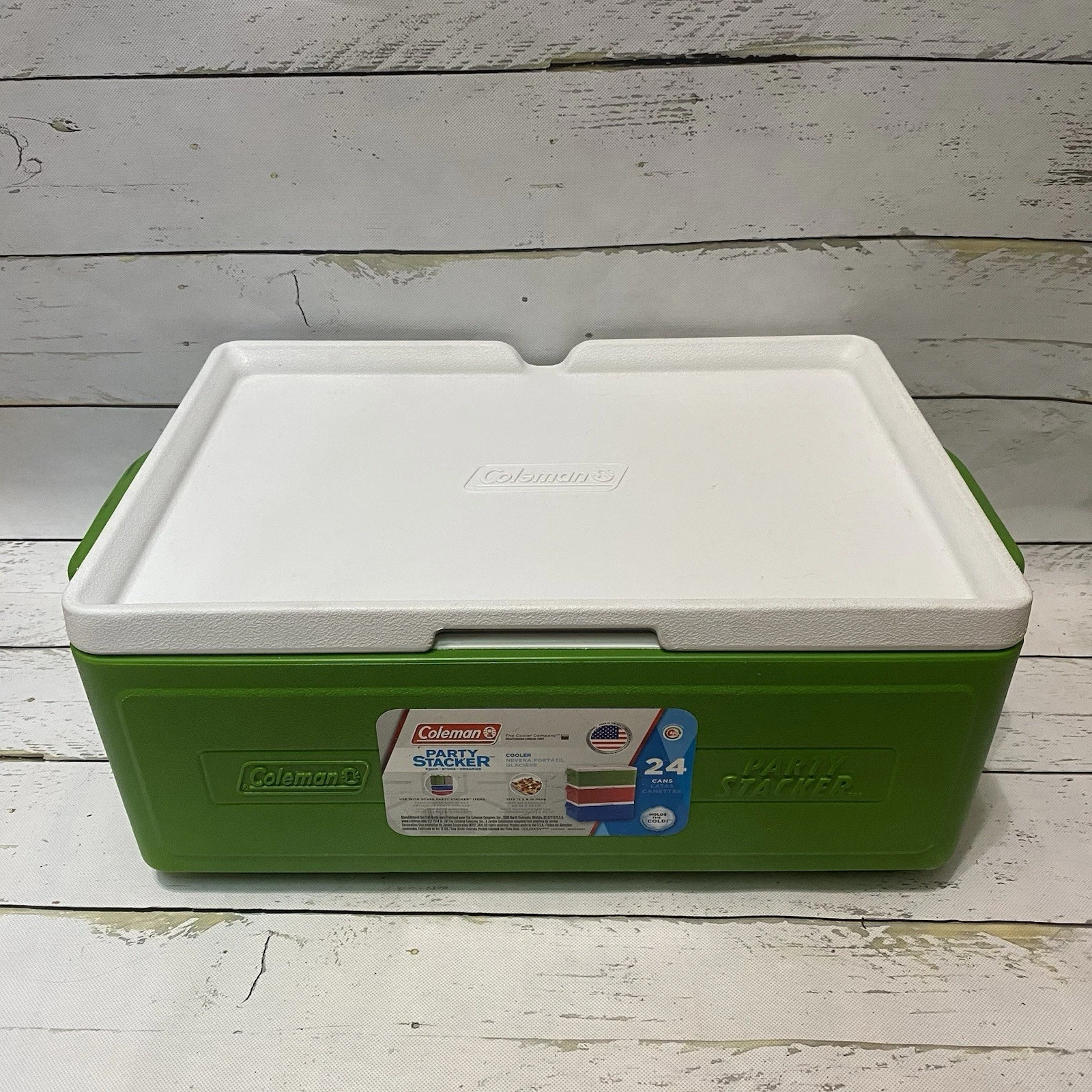 Vtg Coleman Party Stacker Cooler 6225 Green 24 Can USA Stacking Stackable CLEAN